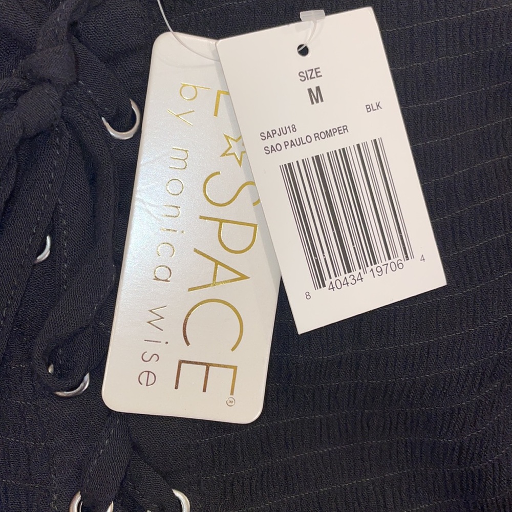 L*Space São Paulo Romper Jumpsuit in Black SZ M NWT - Picture 9 of 9